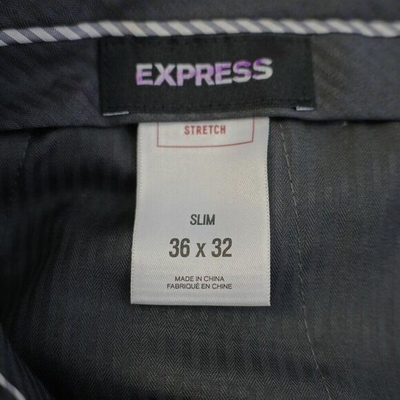 Express Stretch Slim Wool Dress Pants Trousers Gray Birdseye‎ 38 / 31 Birdseye - Picture 9 of 11